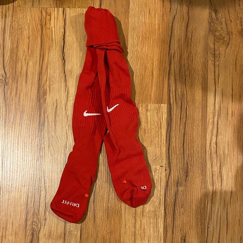 Nike Red Crew Soccer Socks with White Swoosh